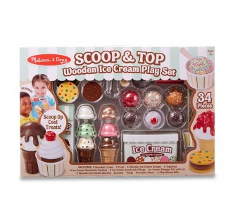 MELISSA & DOUG Scoop & Top Wooden Ice Cream Play Set