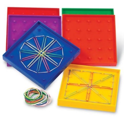 LEARNING RESOURCES 5" Assorted Geoboards, 5 x 5 Pin (Set of 6)